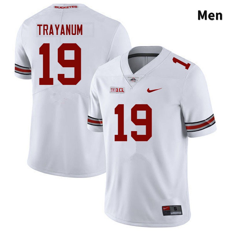 Ohio State Buckeyes Chip Trayanum Men's #19 White Authentic Stitched College Football Jersey